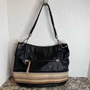 The Sak Indio Demi Shoulder Bag, Black/Shiitake Crochet, One Size